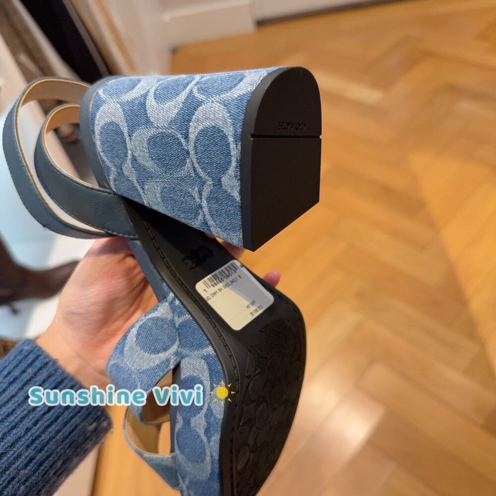 NEW COACH Women Block Heel Sandal In Signature Denim Indigo CDF88 us 7.5 - Picture 4 of 10